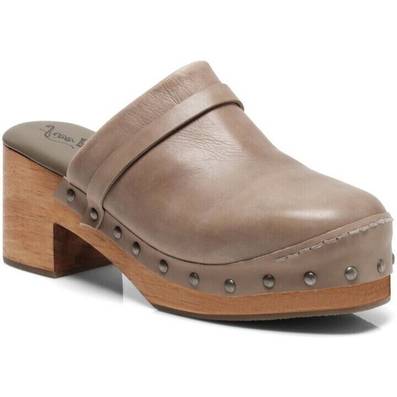 NEW Free People Calabasas Clog Heels Studded Women's Washed Taupe Size 41 11 - Picture 1 of 8